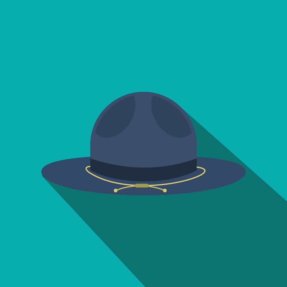 blauw cowboy hoed icoon, vlak stijl vector