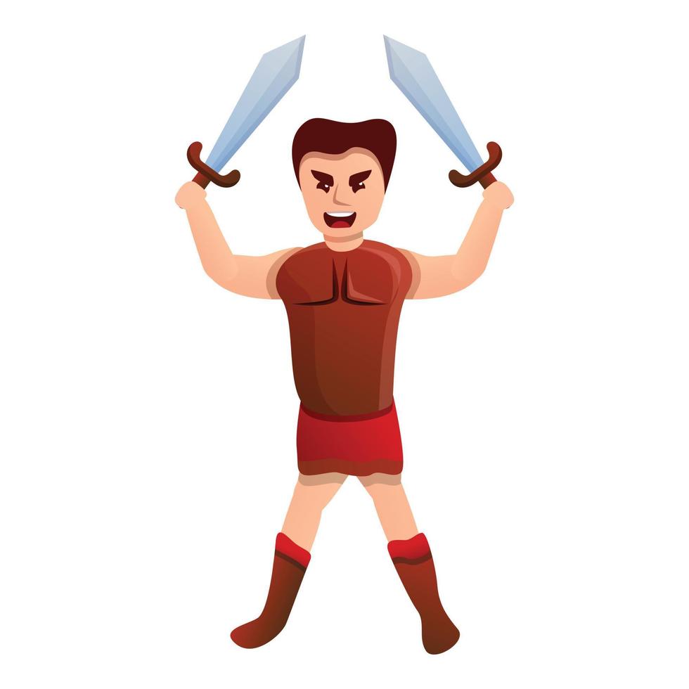 twee zwaard gladiator icoon, tekenfilm stijl vector