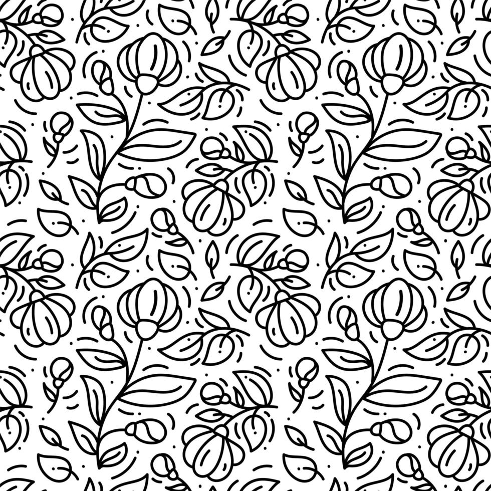 bloemen monoline naadloos patroon vector