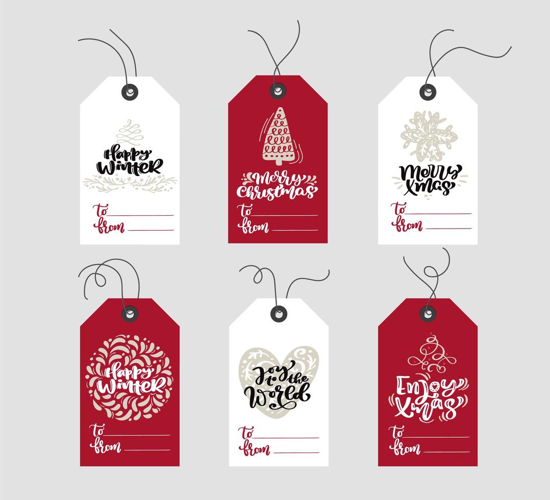 set hand getrokken Scandinavische kerst element tags vector