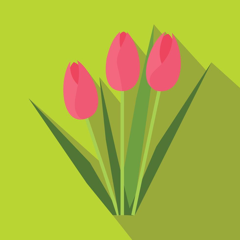 roze tulpen icoon, vlak stijl vector