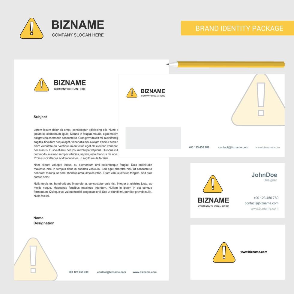 voorzichtigheid bedrijf briefhoofd envelop en bezoekende kaart ontwerp vector sjabloon