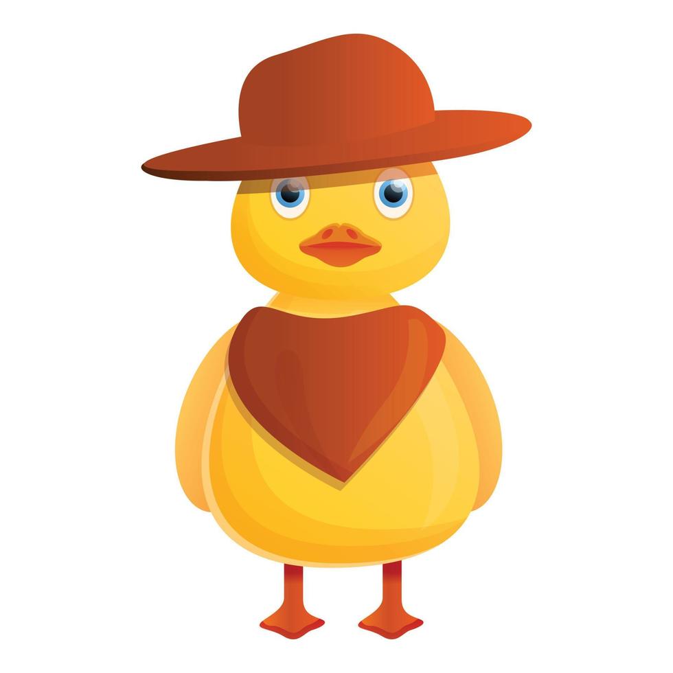 geel cowboy eend icoon, tekenfilm stijl vector