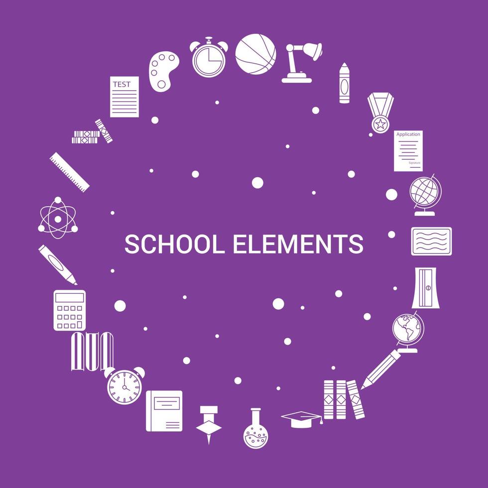 school- elementen icoon reeks infographic vector sjabloon