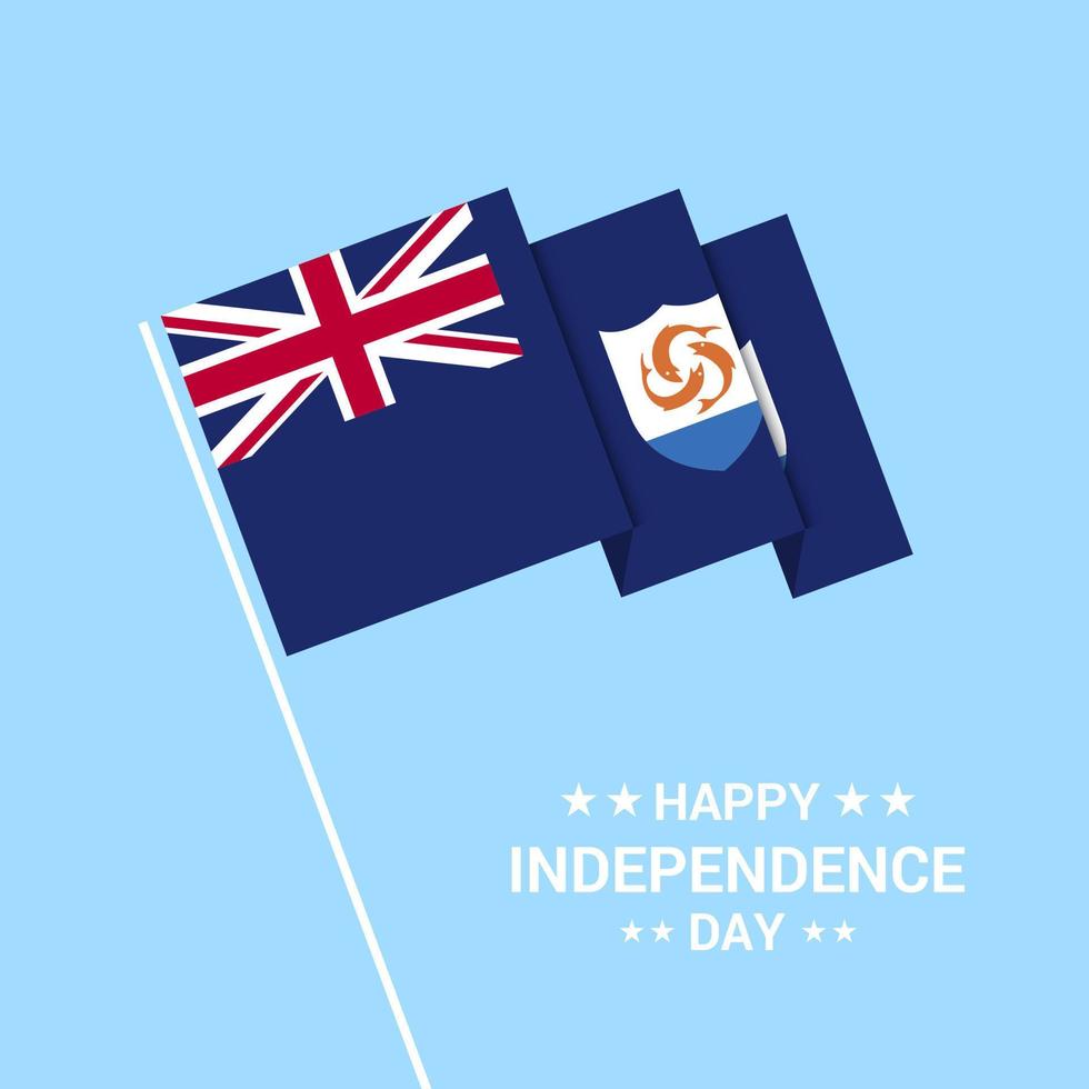Anguilla onafhankelijkheid dag typografisch ontwerp met vlag vector
