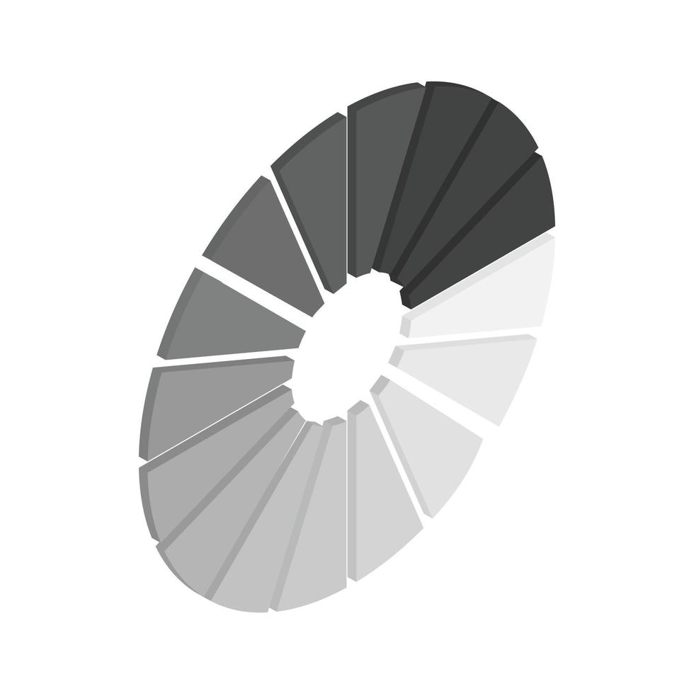 cirkel bezig met laden bar icoon, isometrische 3d stijl vector