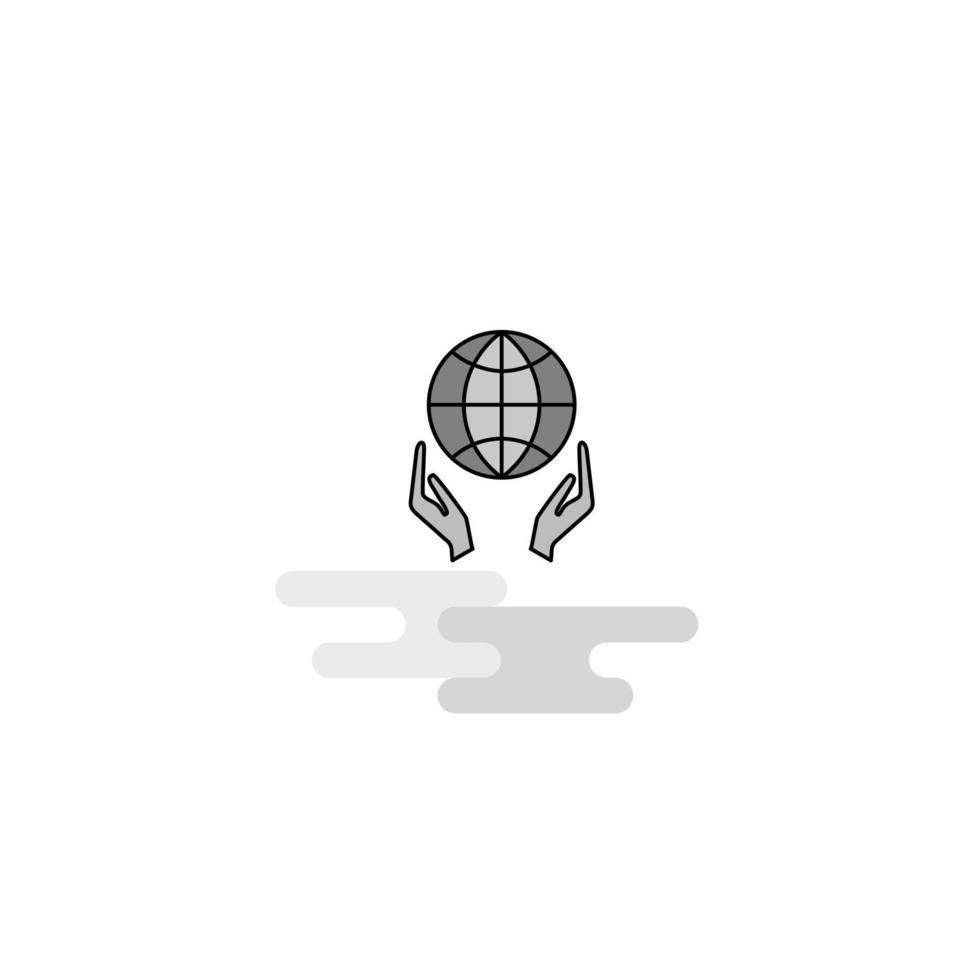 wereldbol in handen web icoon vlak lijn gevulde grijs icoon vector