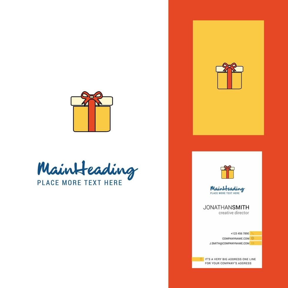 giftbox creatief logo en bedrijf kaart verticaal ontwerp vector