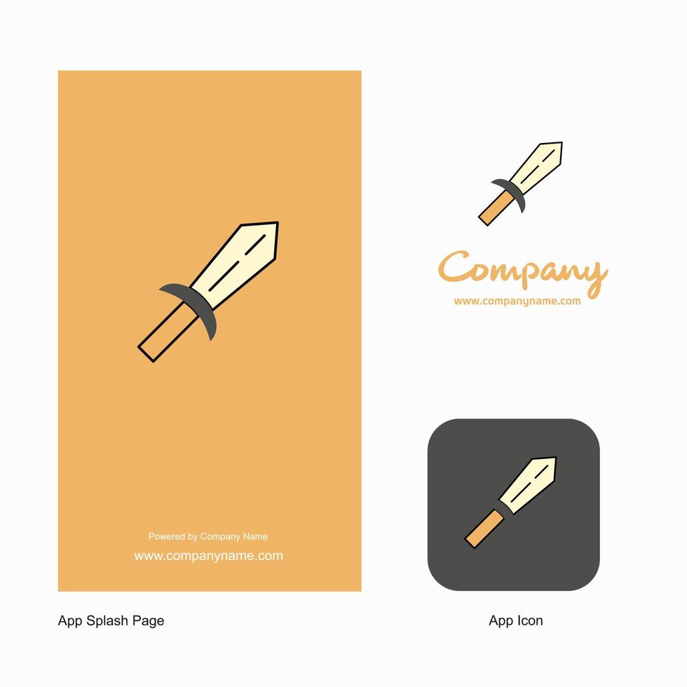zwaard bedrijf logo app icoon en plons bladzijde ontwerp creatief bedrijf app ontwerp elementen vector