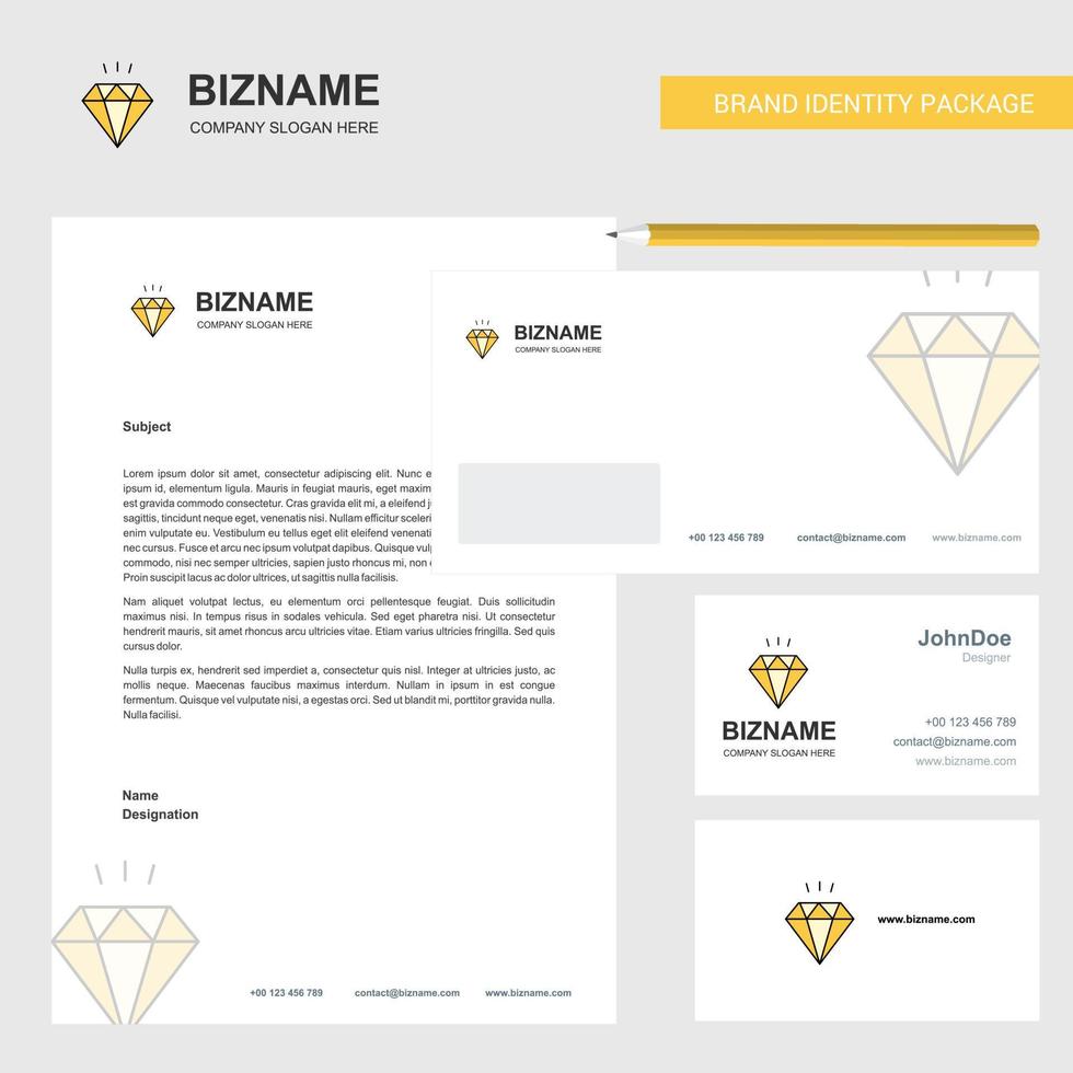 diamant bedrijf briefhoofd envelop en bezoekende kaart ontwerp vector sjabloon