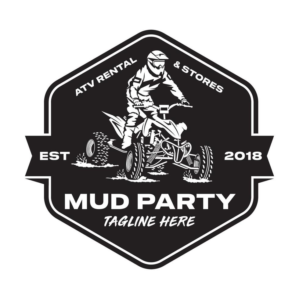 quad atv extreem sport racing in insigne logo ontwerp, mooi zo voor t overhemd ontwerp en kampioenschap evenement logo vector