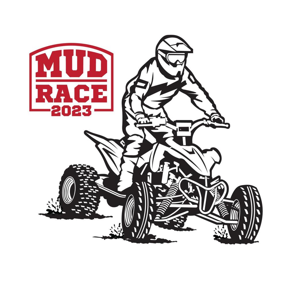 quad atv extreem sport racing in insigne logo ontwerp, mooi zo voor t overhemd ontwerp en kampioenschap evenement logo vector