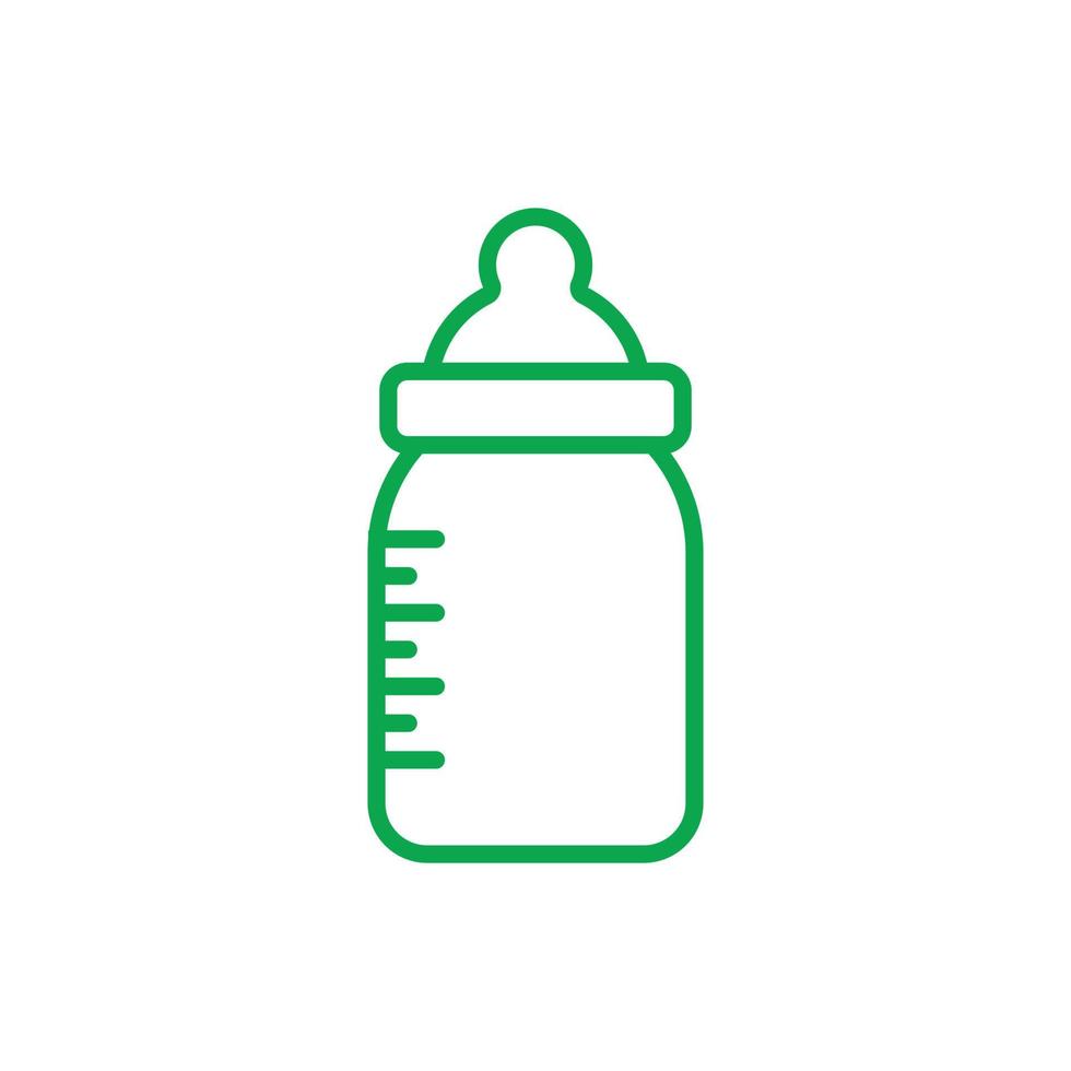 eps10 groen vector melk voeden fles lijn kunst icoon geïsoleerd Aan wit achtergrond. baby melk fles schets symbool in een gemakkelijk vlak modieus modern stijl voor uw website ontwerp, logo, en mobiel app