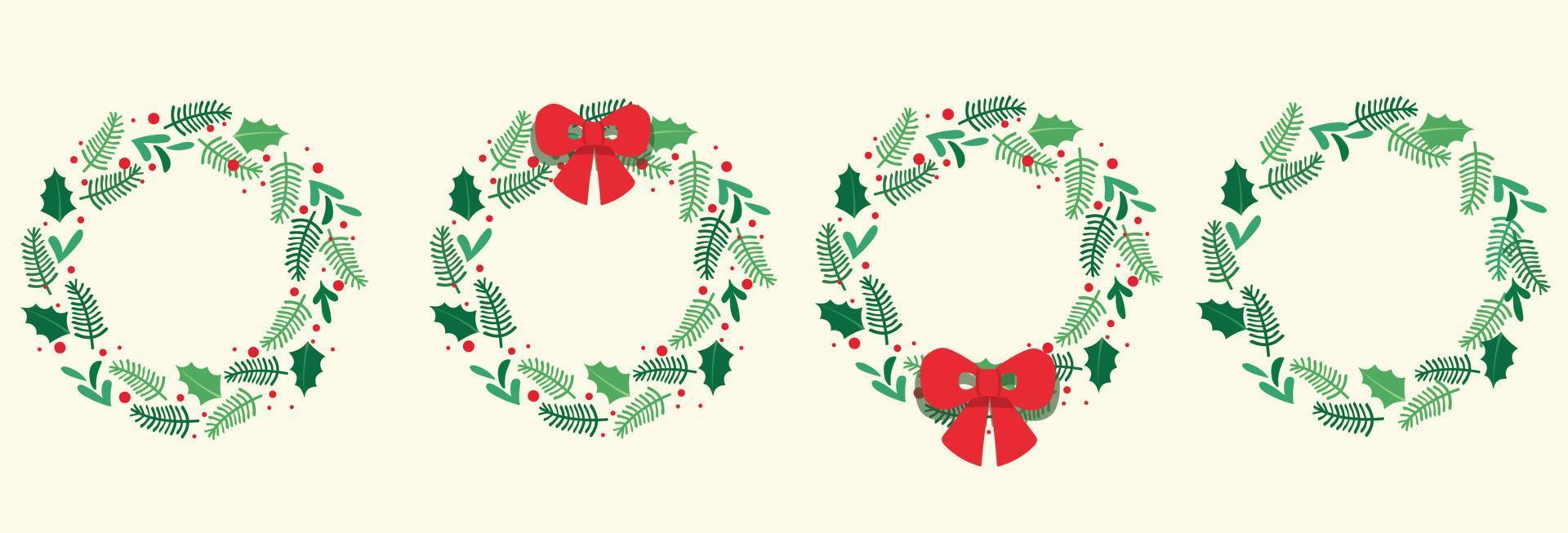 reeks van Kerstmis krans doorbladert vector illustratie