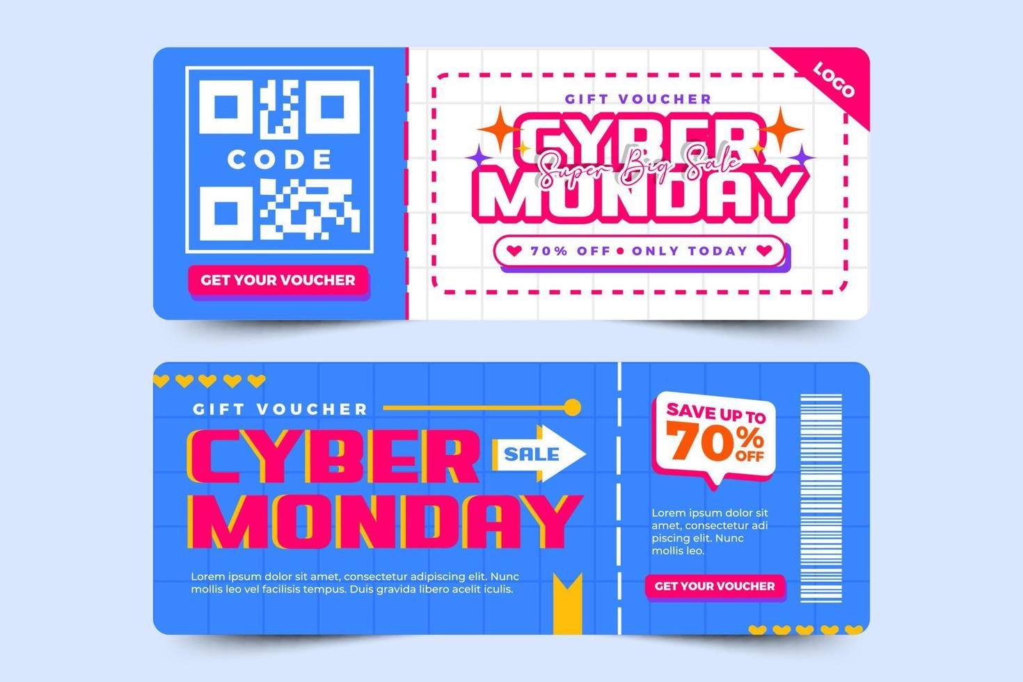 cyber maandag tegoedbon of coupon ontwerp sjabloon is gemakkelijk naar aanpassen vector