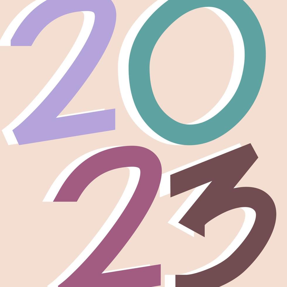 gelukkig nieuw jaar 2023 tekst ontwerp. brochure ontwerp sjabloon, kaart, spandoek. vector