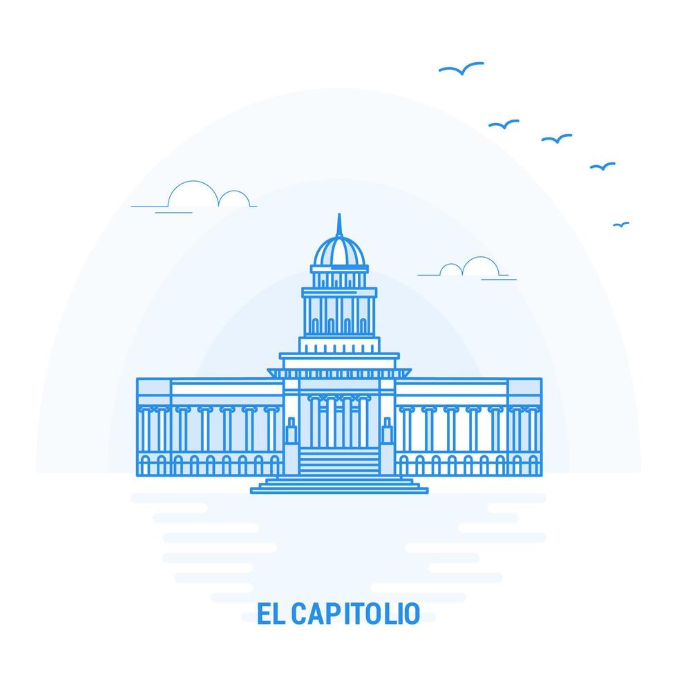 el capitolio blauw mijlpaal creatief achtergrond en poster sjabloon vector