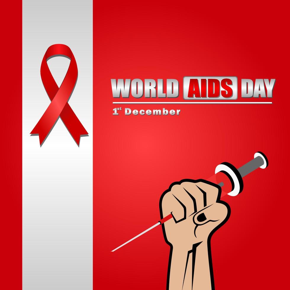 wereld AIDS dag december 1e, banier met rood lint en tekst wereld AIDS dag vector