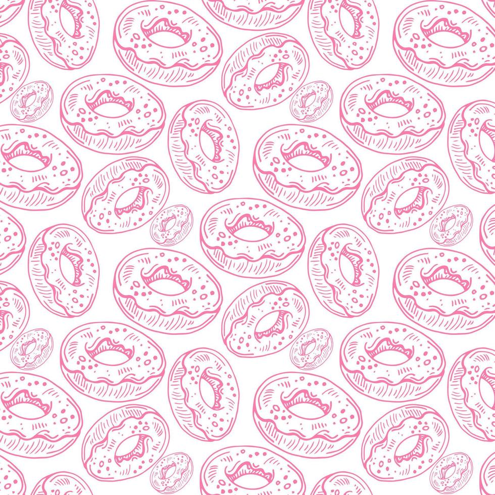 donuts met roze glazuur. achtergrond voor cafés, restaurants, koffie winkels, horeca. ontwerp structuur voor menu, boekje, banier, website. vector illustratie.