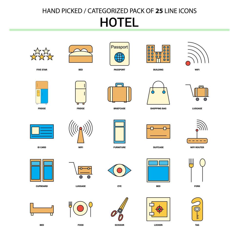 hotel vlak lijn icoon reeks bedrijf concept pictogrammen ontwerp vector