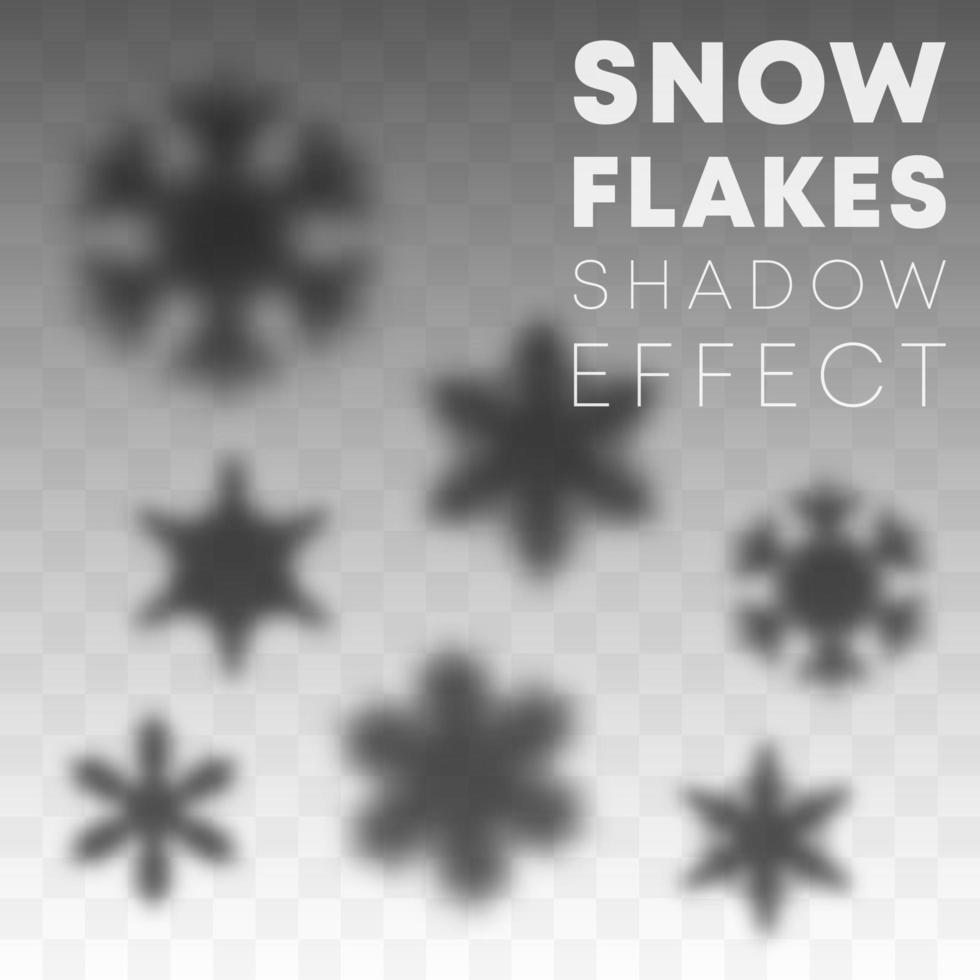 sneeuwvlokken schaduw overlay effect set vector