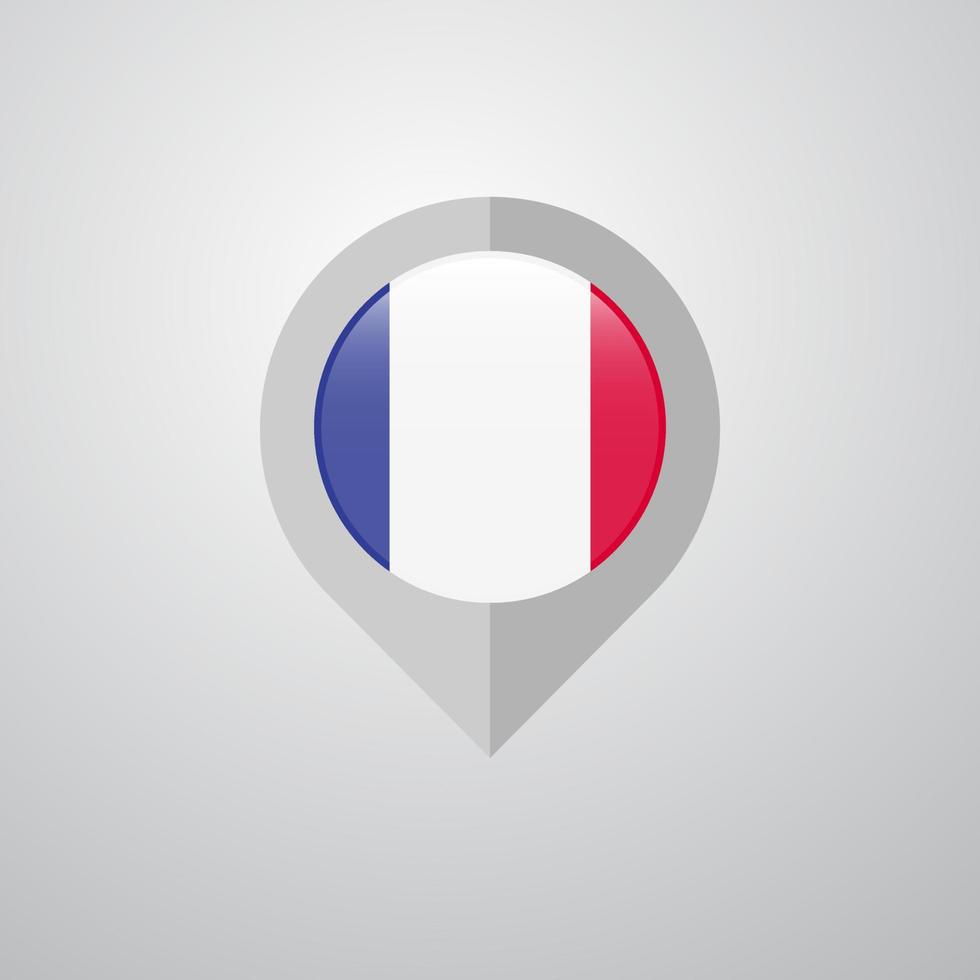 kaart navigatie wijzer met Frankrijk vlag ontwerp vector