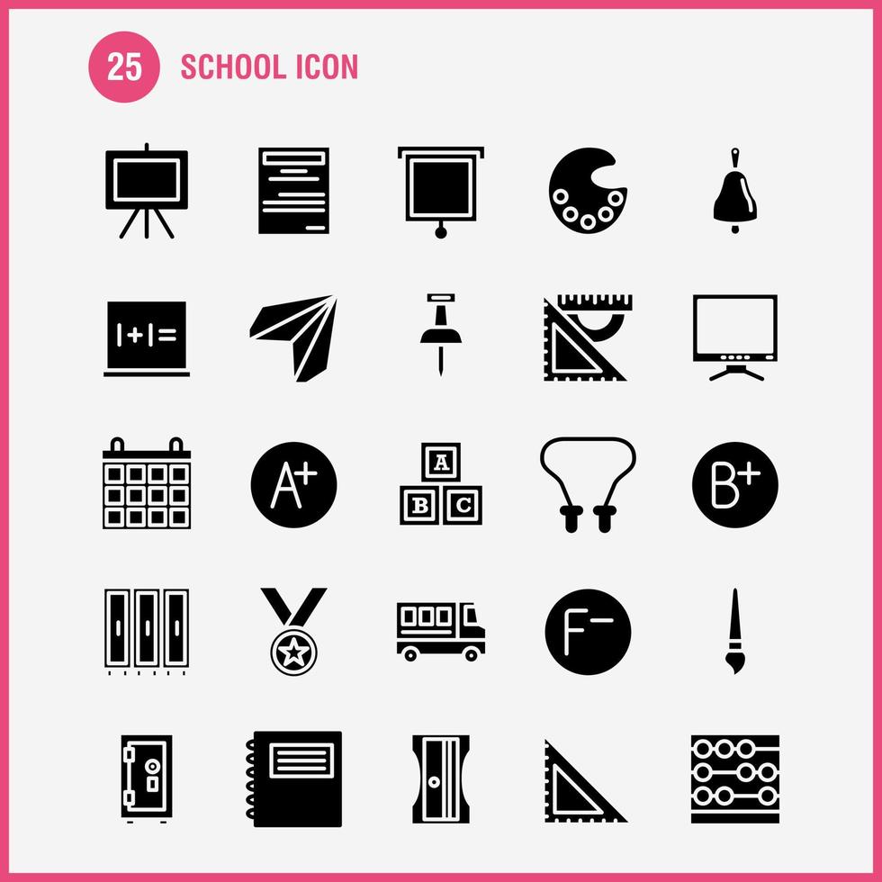school- icoon solide glyph icoon pak voor ontwerpers en ontwikkelaars pictogrammen van onderwijs het dossier papier school- kunst college verf schilderij vector