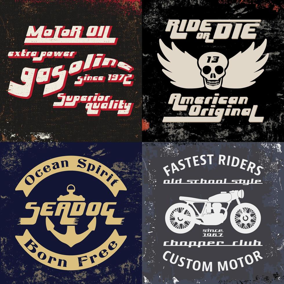 set vintage design prints voor t-shirts vector