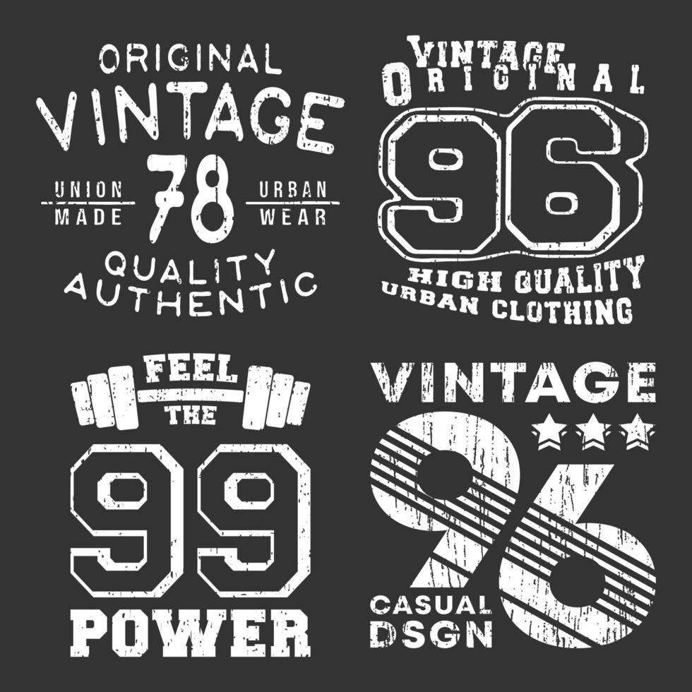 set vintage t-shirt print stempels vector