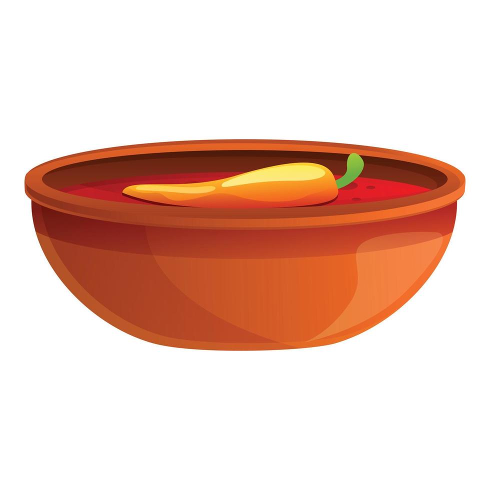 Mexicaans chili soep icoon, tekenfilm stijl vector