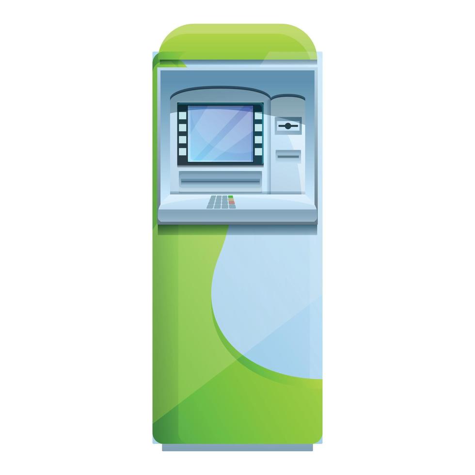 Universiteit Geldautomaat machine icoon, tekenfilm stijl vector