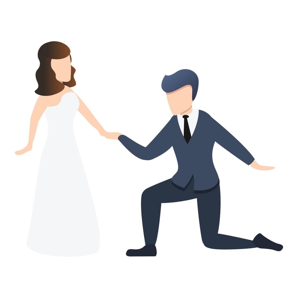man nemen bruid hand- icoon, tekenfilm stijl vector