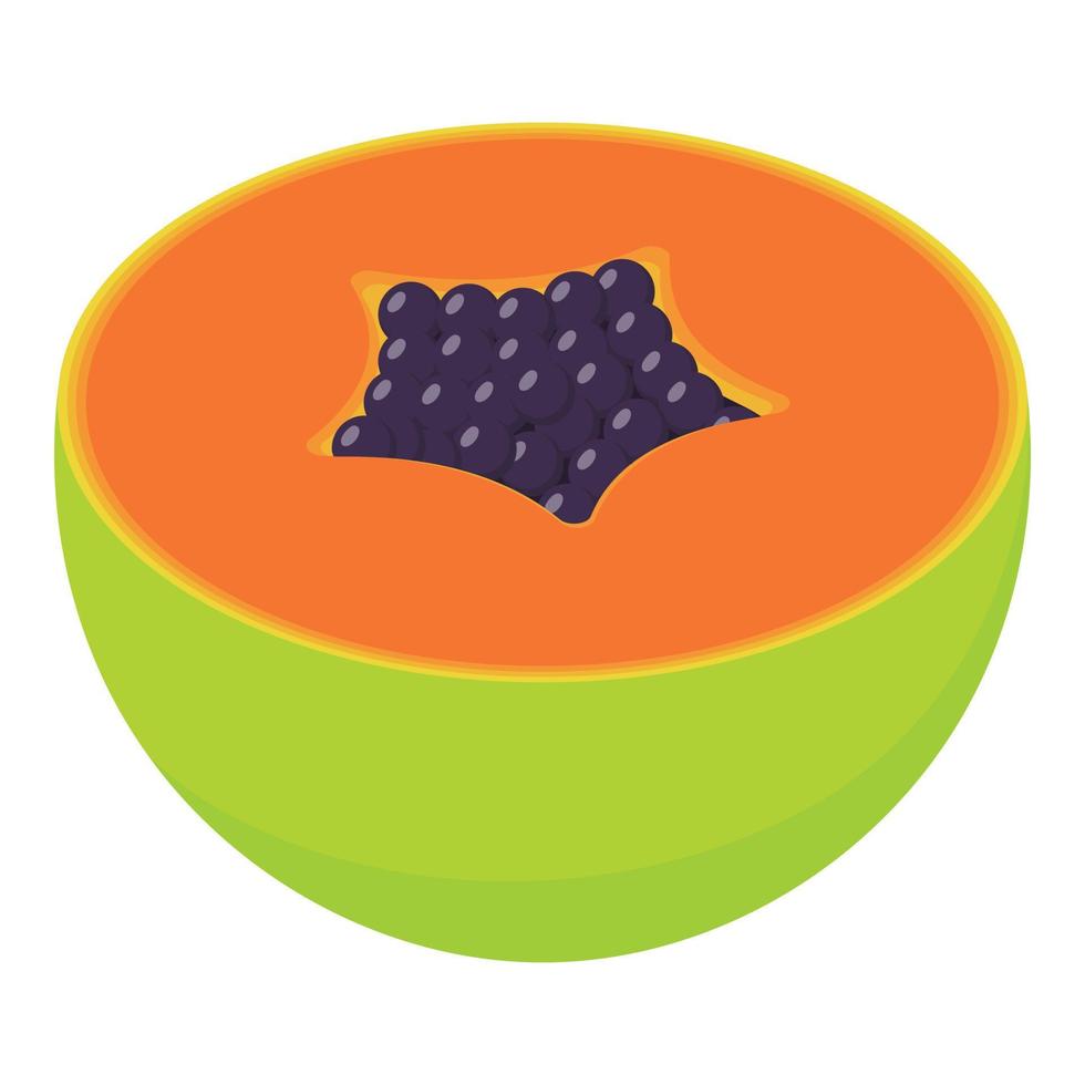 voor de helft papaja icoon, isometrische stijl vector
