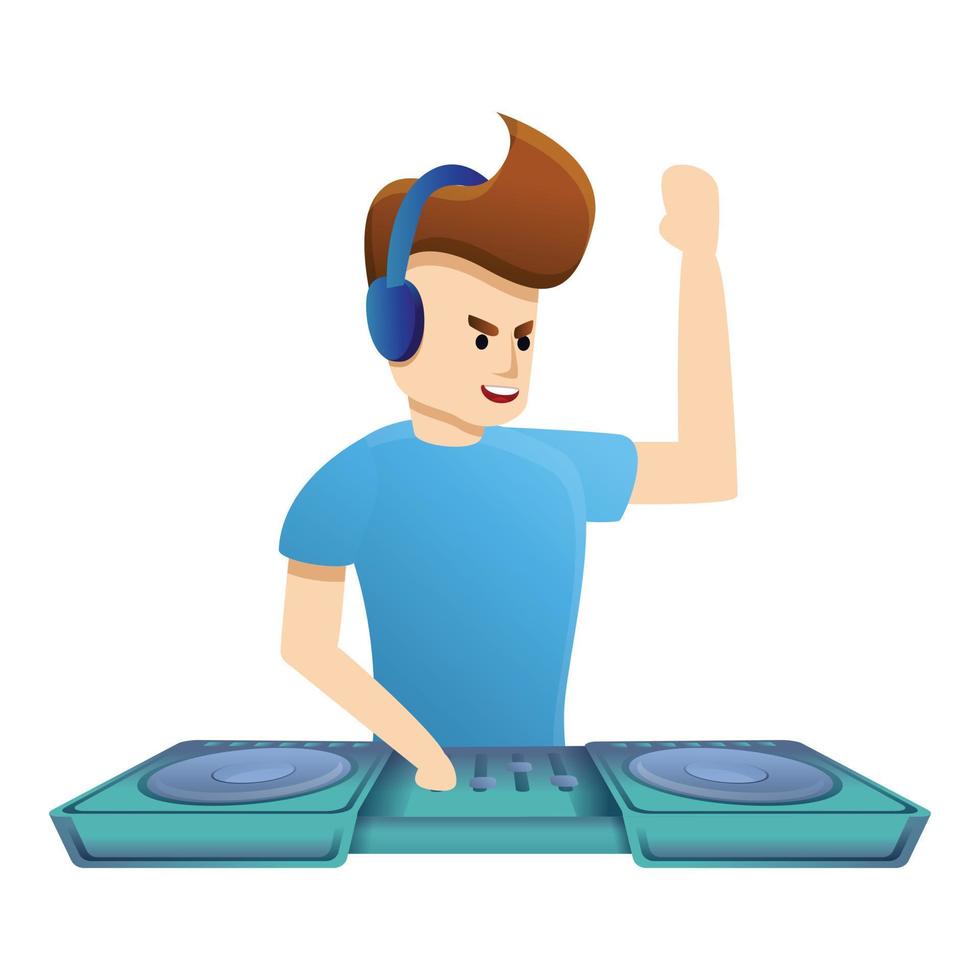 modern schattig dj icoon, tekenfilm stijl vector