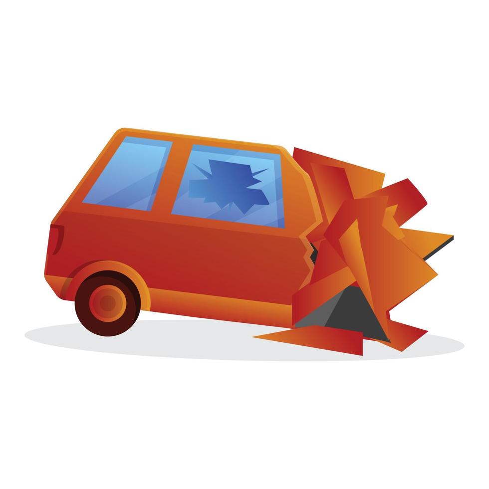 Gevaar auto ongeluk icoon, tekenfilm stijl vector