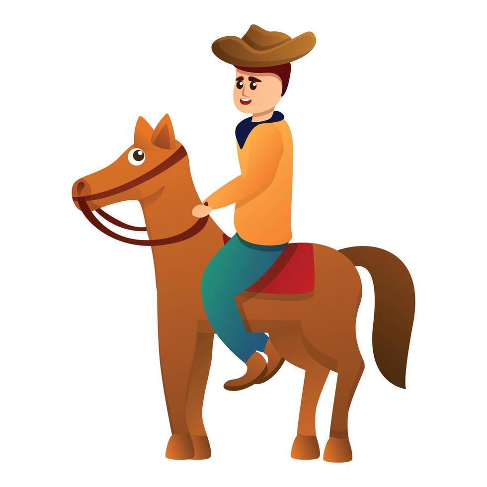 cowboy Aan paard icoon, tekenfilm stijl vector