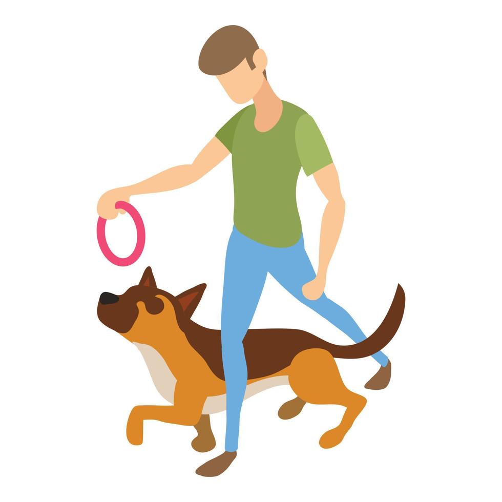 hond opleiding icoon, isometrische stijl vector