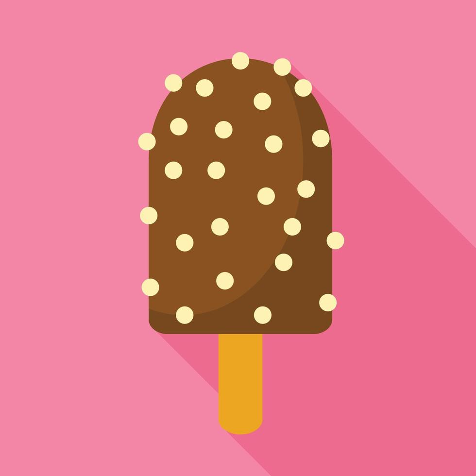 chocola noten ijslolly icoon, vlak stijl vector