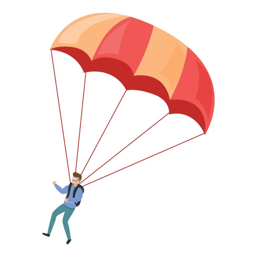 avontuur parachutespringen icoon, tekenfilm stijl vector