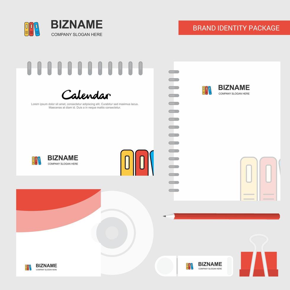 bestanden logo kalender sjabloon CD Hoes dagboek en USB merk stationair pakket ontwerp vector sjabloon