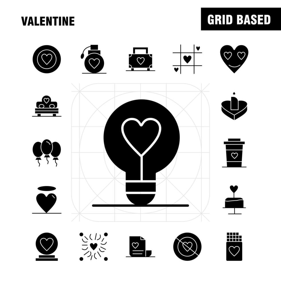 Valentijn solide glyph pictogrammen reeks voor infographics mobiel uxui uitrusting en afdrukken ontwerp omvatten label teken liefde Valentijn romantisch liefde hart Valentijn icoon reeks vector