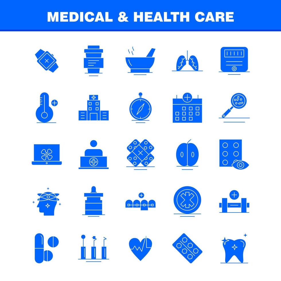 medisch en Gezondheid zorg solide glyph icoon voor web afdrukken en mobiel uxui uitrusting zo net zo medisch bladeren kompas navigatie kalender medisch Gezondheid plus pictogram pak vector