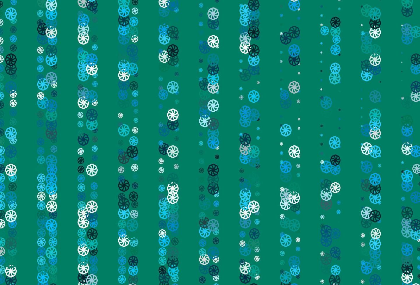 lichtblauwe, groene vectorlay-out met heldere sneeuwvlokken. vector