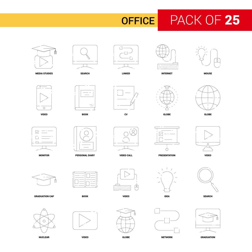 kantoor zwart lijn icoon 25 bedrijf schets icoon reeks vector