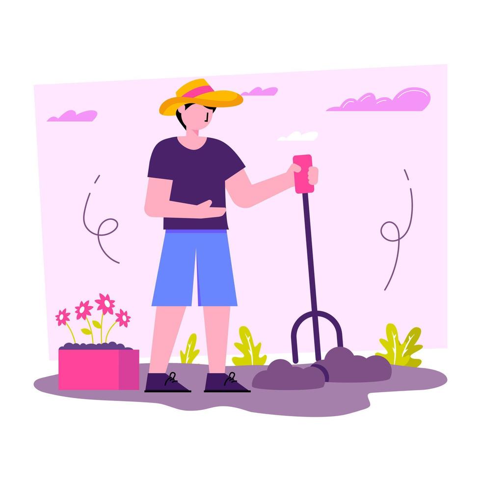 modern ontwerp illustratie van tuinman vector