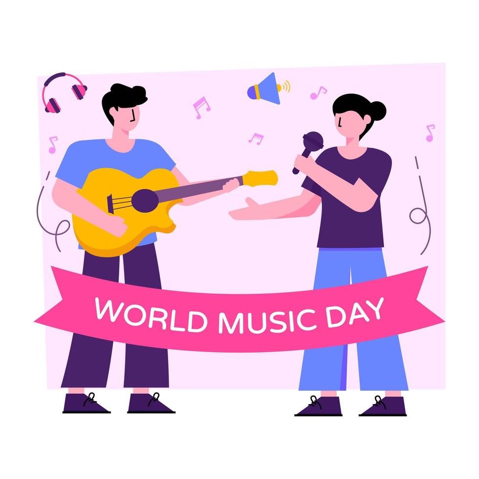 wereld muziek- dag illustratie, bewerkbare vector