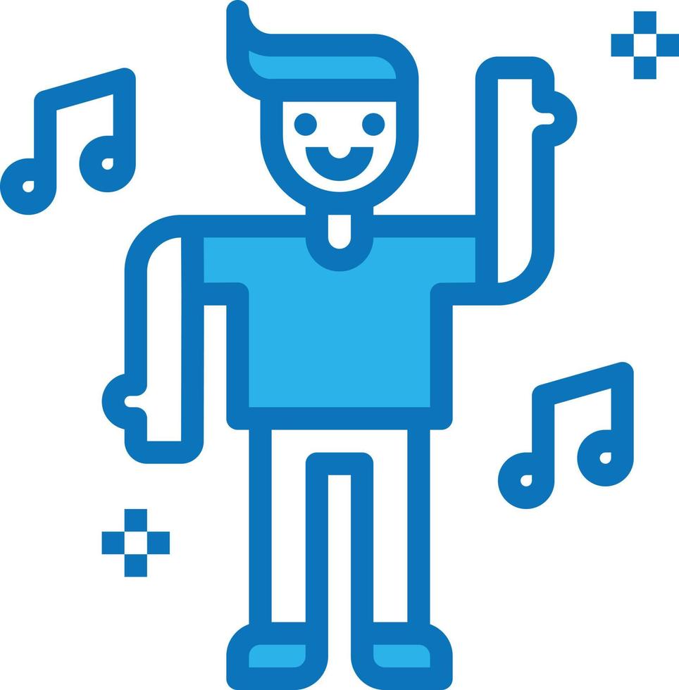 dansen partij muziek- danser pret - blauw icoon vector