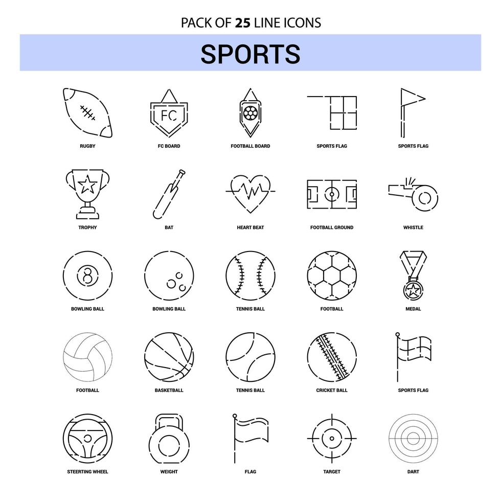 sport- lijn icoon reeks 25 stippel schets stijl vector