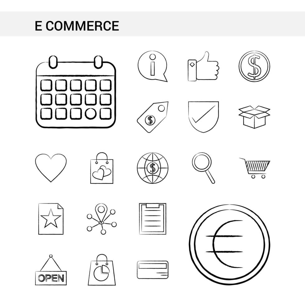 ecommerce hand- getrokken icoon reeks stijl geïsoleerd Aan wit achtergrond vector