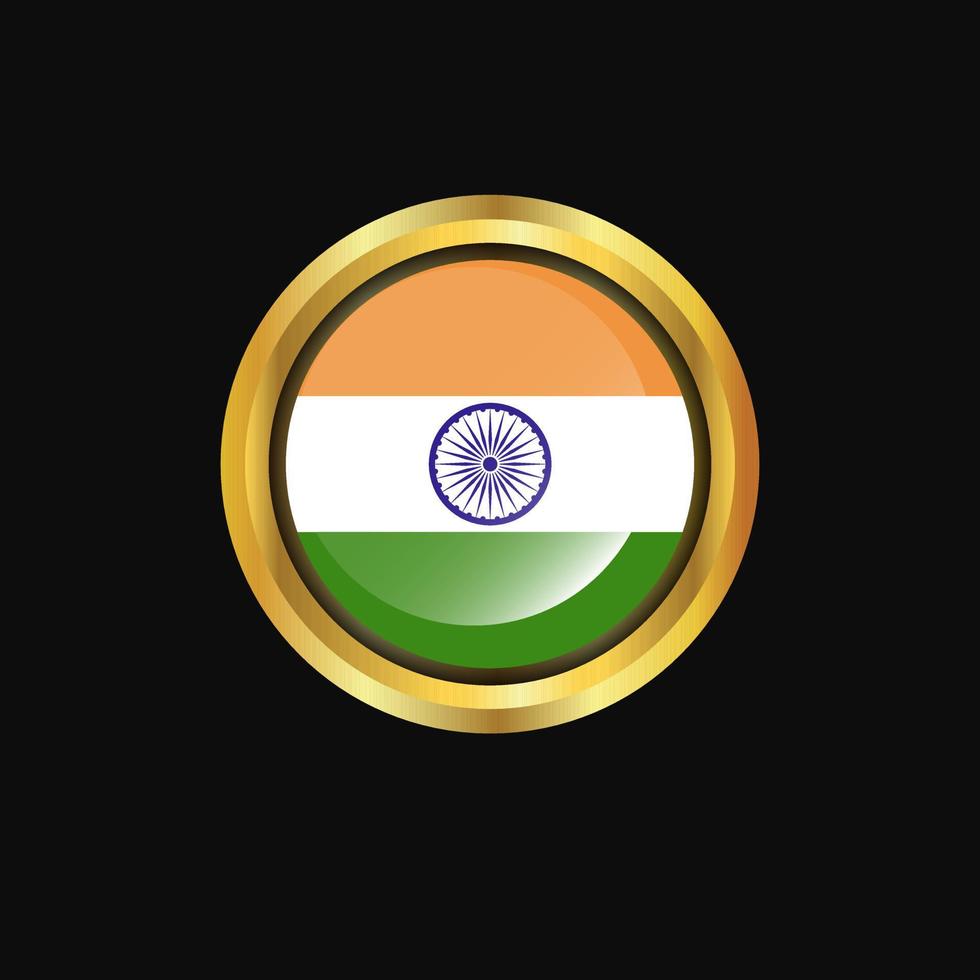 Indië vlag gouden knop vector